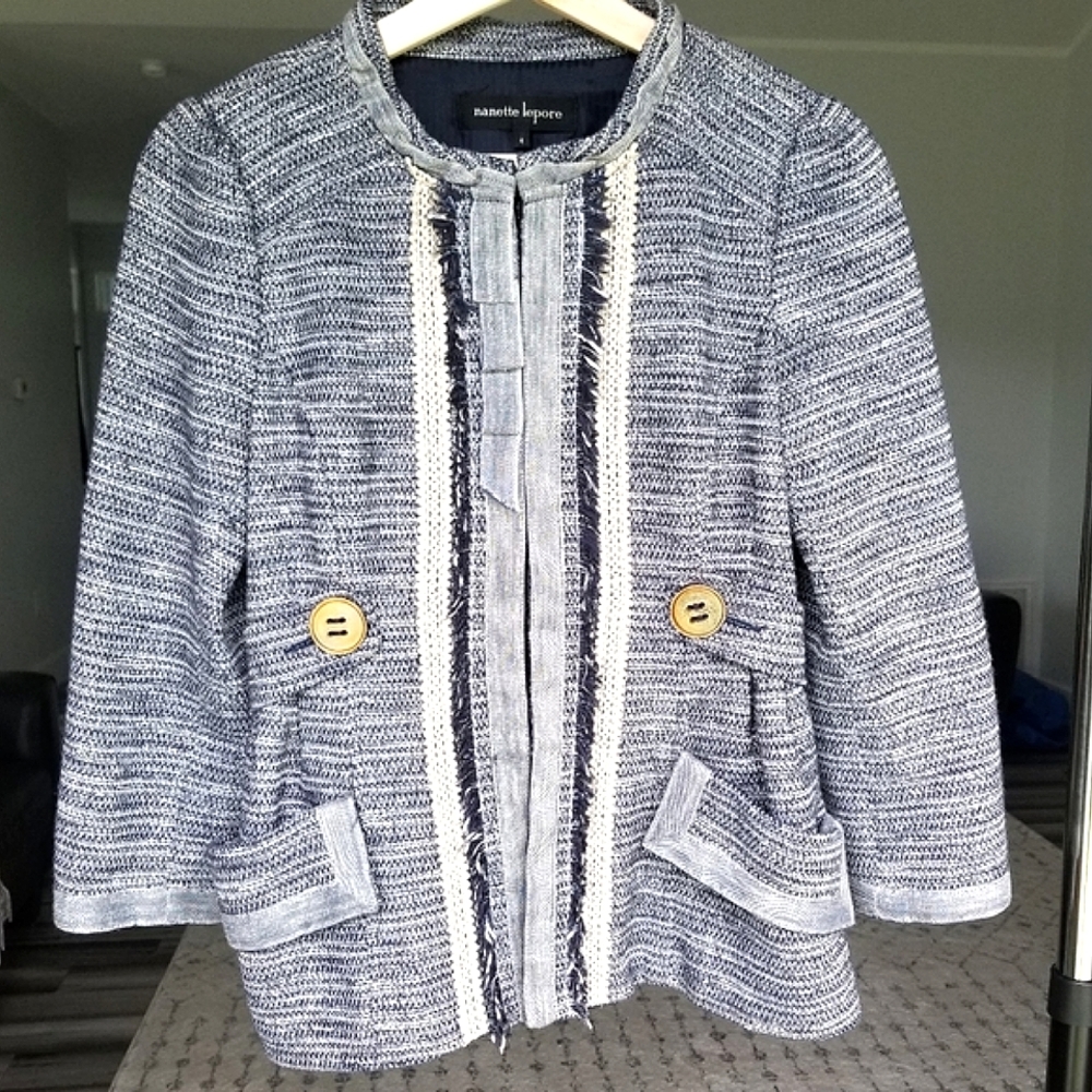 Nanette lepore tweed blazer jacket size 4